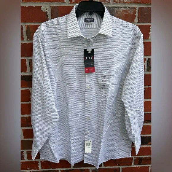 Van Heusen Flex Collar Dress Long Sleeve Shirt, 18 34-35, Gray